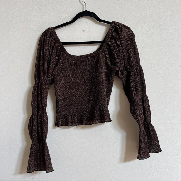 Anthropologie Shimmer Puff-Sleeved Top - Picture 5 of 6